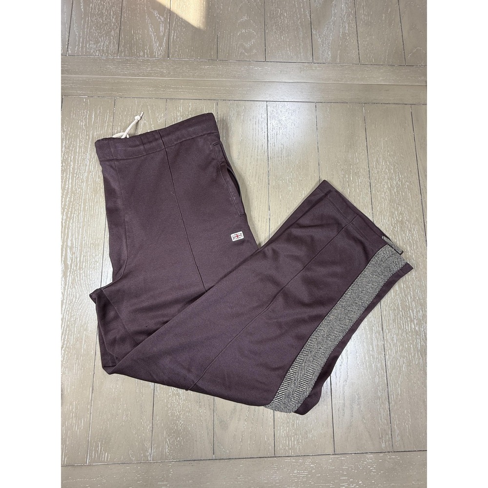 VTG Reebok Pants Mens‎ XL Brown Sweatpants Herringbone Side Stripe Elastic Waist